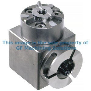 For horizontal mounting of MacroJunior holders. Screw locking.
Note: For EDM machining only..