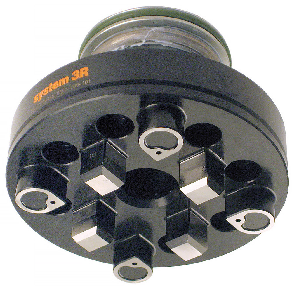 Pneumatic chuck for building-in, for example in a fixture, dividing head or B-axis.