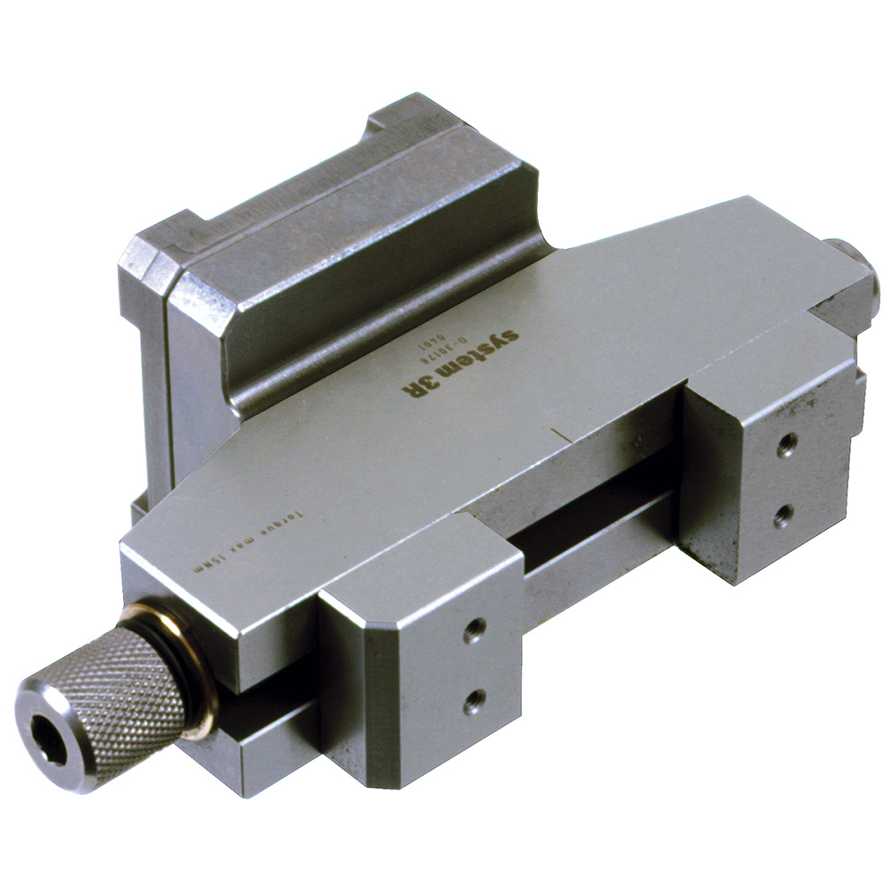 Vice for mounting rectangular workpieces 0-80 mm in the Macro system. Movable jaws for centred mounting. Can be supplemented with insert 16115-00 for mounting round workpieces 15-55 mm.