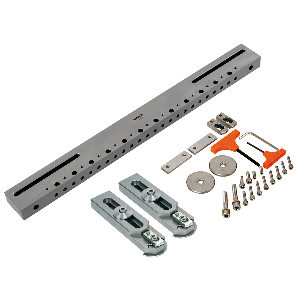 Kit for clamping rectangular workpieces. Dual support.