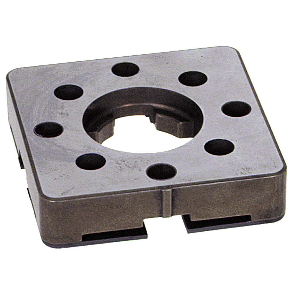 Hardened reference element for copper electrodes and workpieces.
Note: Must be mounted on the copper blank/workpiece before it is locked in a chuck.
Note: For graphite electrodes, spacer plate 3R-658.1E-S is required.